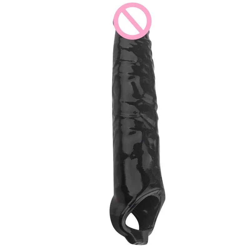 28cm Long Large Size Penis Extender Condoms Reusable Penis Sleeve Girth Impotence Dick Enlargement Sex Toys Cock Ring For Men