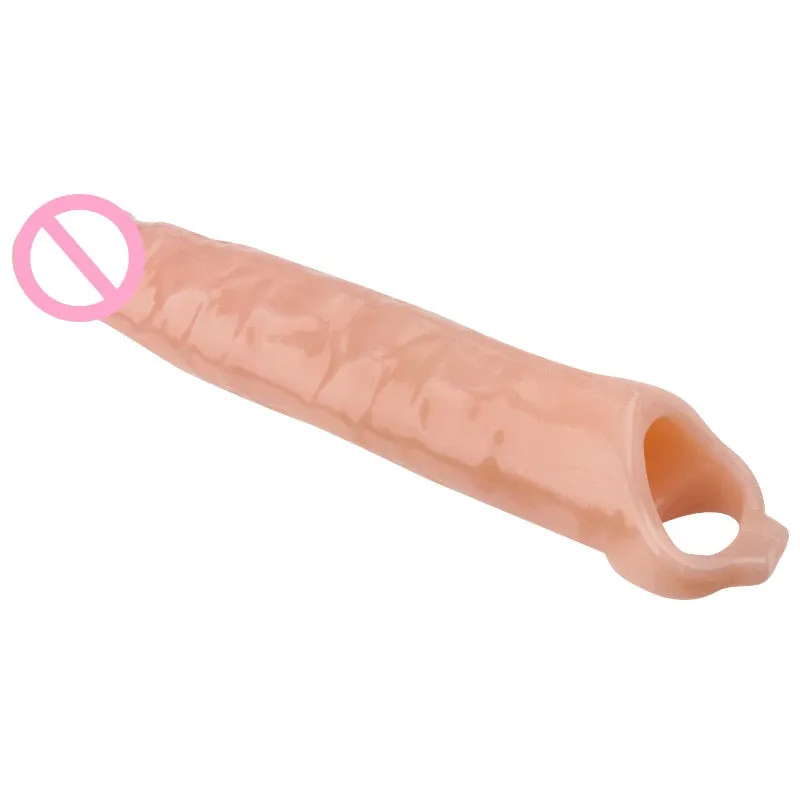 28cm Long Large Size Penis Extender Condoms Reusable Penis Sleeve Girth Impotence Dick Enlargement Sex Toys Cock Ring For Men