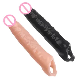 28cm Long Large Size Penis Extender Condoms Reusable Penis Sleeve Girth Impotence Dick Enlargement Sex Toys Cock Ring For Men