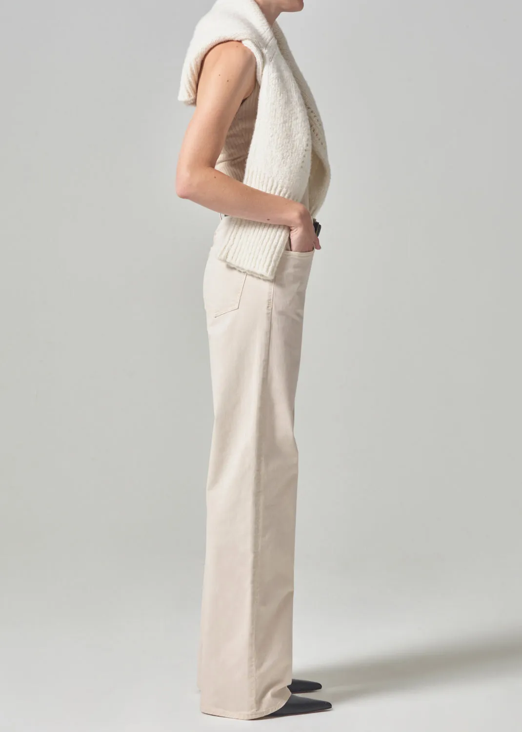 Annina High Rise Wide Leg 33" in Almondette