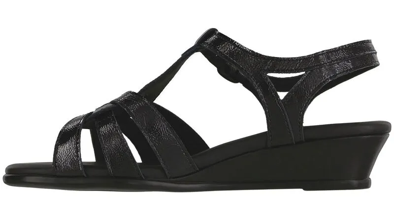 Aurora T-Strap Sandal- CARBON | SAS Aurora T-Strap WOMENS  Sandal BLACK Brandy's Shoes Made in USA