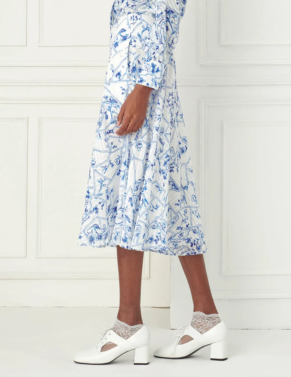 BORA AKSU Floral Print Midi Skirt