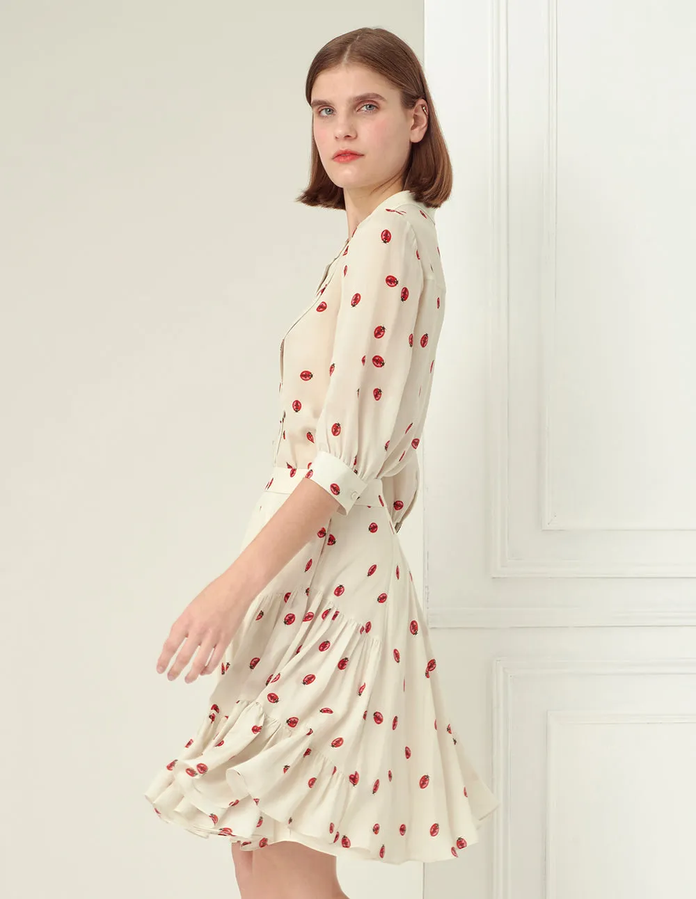 BORA AKSU ladybug pattern side tiered skirt