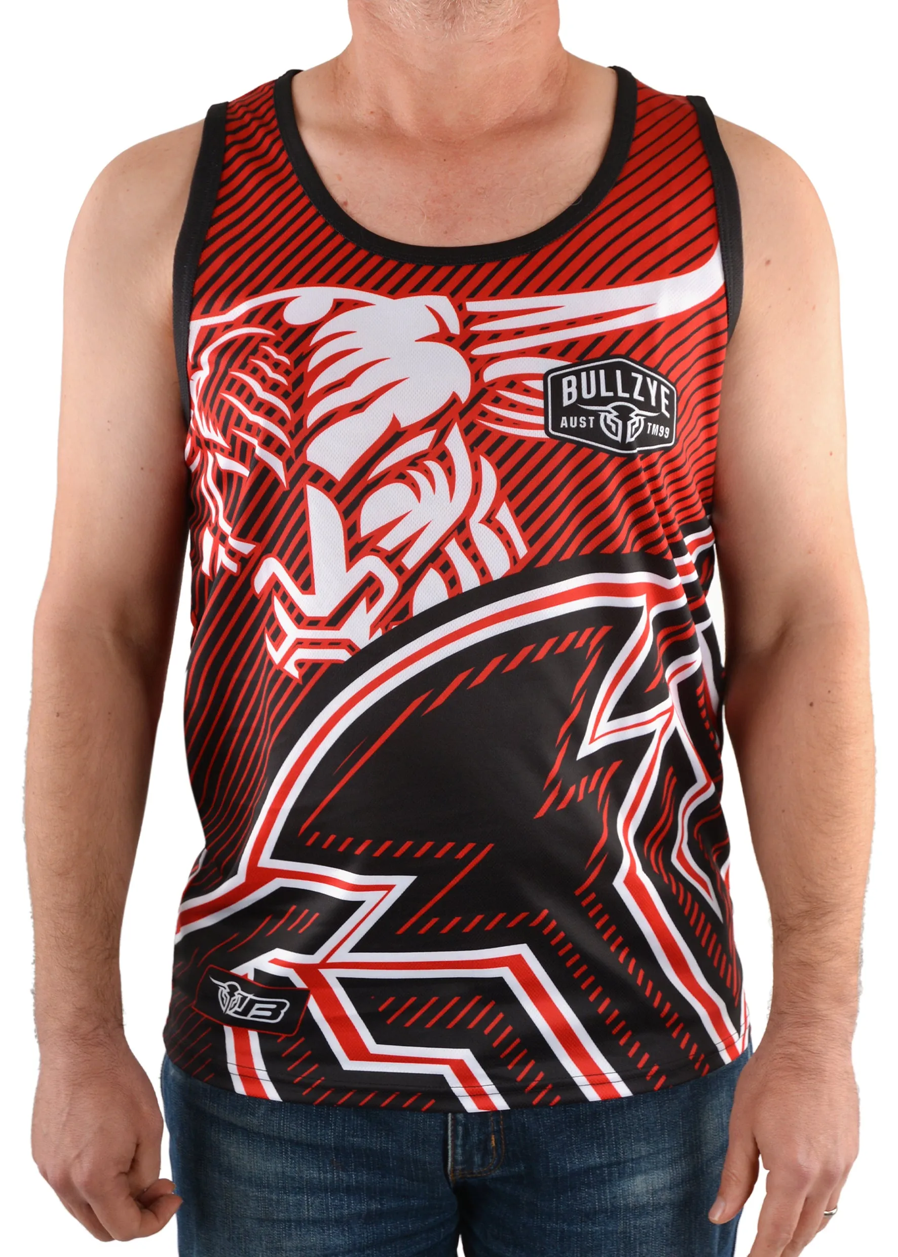 Bullzye Mens Charging Bull Singlet - Red - B1S1569141 - ON SALE