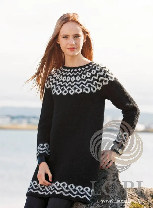 Chain Colorful Black sweater dress - Lettlopi Knitting Kit