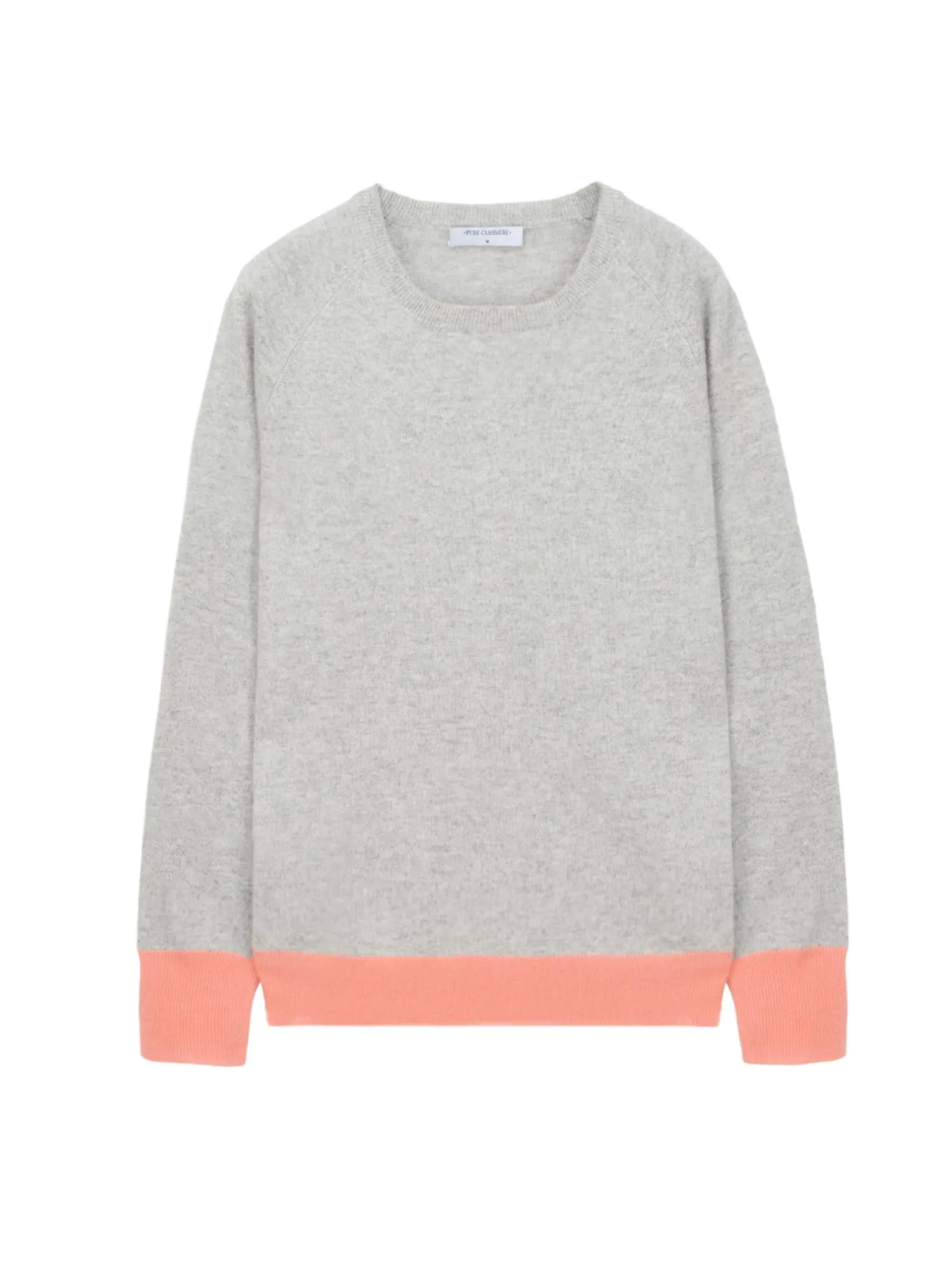 Classic Crew Neck Sweater_CB_Light Grey/Coral Pink