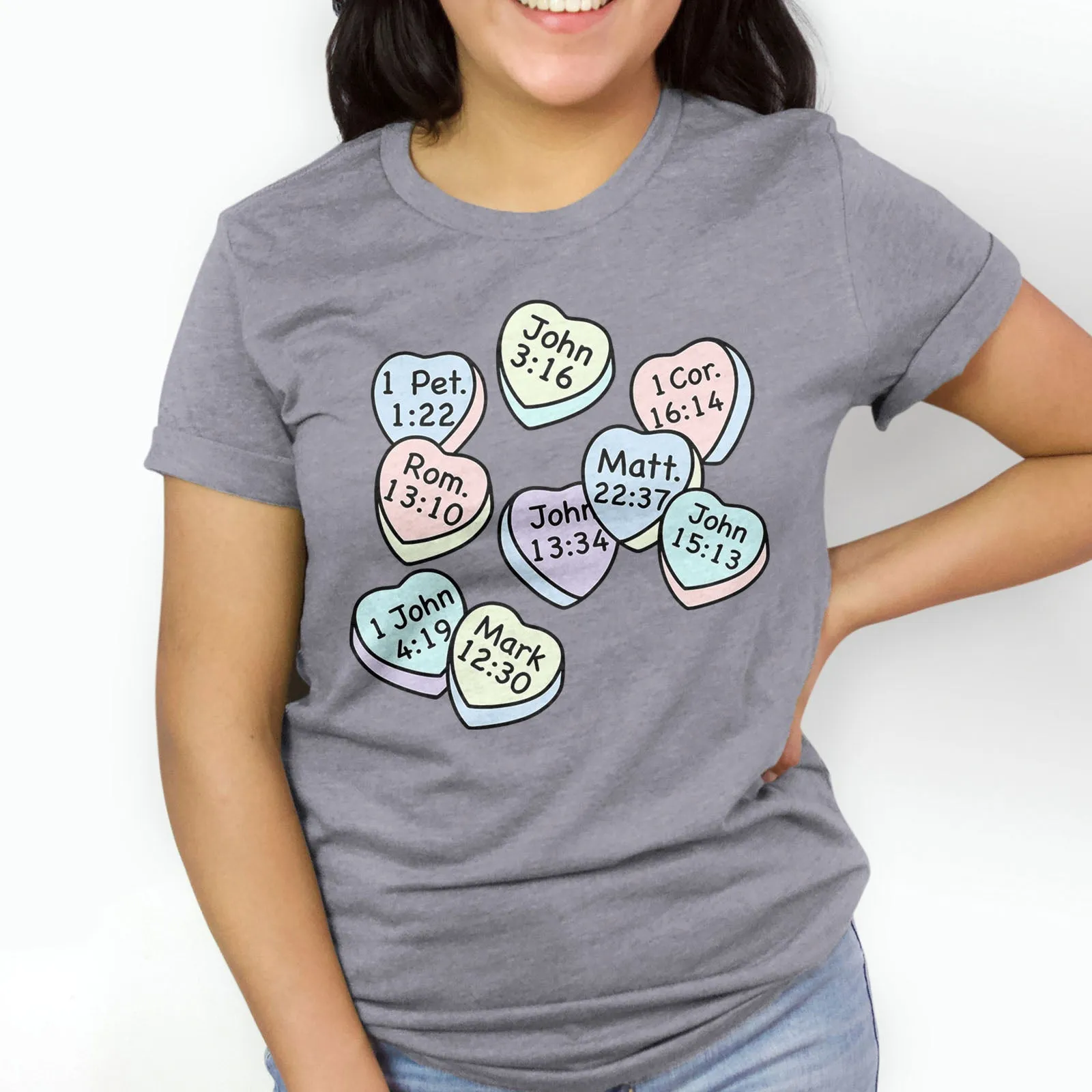 Conversation Hearts Tee Shirts For Women - Christian Shirts for Women - Religious Tee Shirts