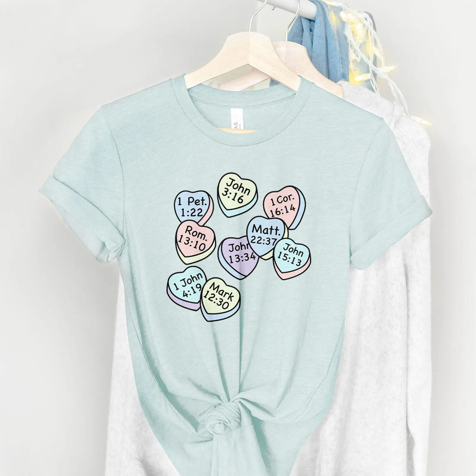 Conversation Hearts Tee Shirts For Women - Christian Shirts for Women - Religious Tee Shirts