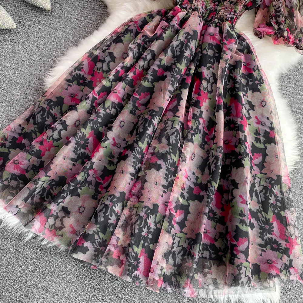 Cute A line floral short dress fashion dress    S373