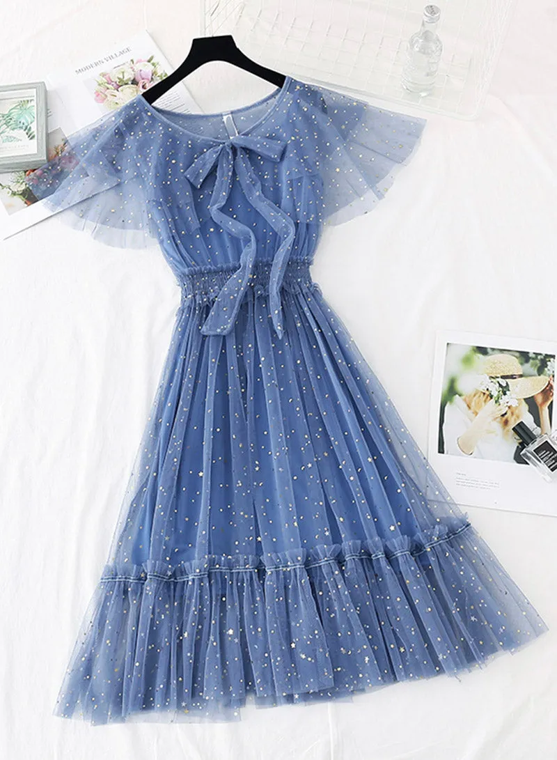 Cute tulle sequins short dress summer dress    S65