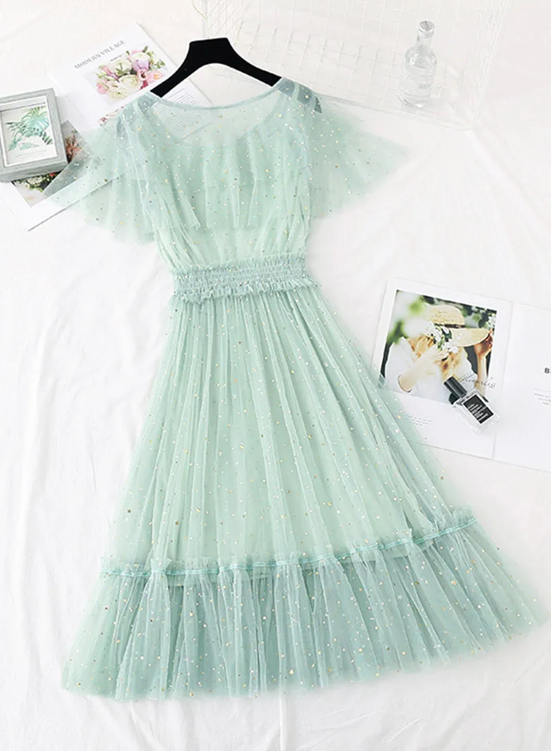 Cute tulle sequins short dress summer dress    S65