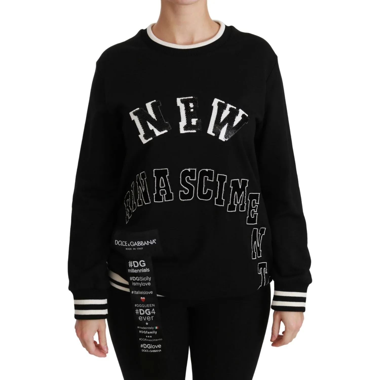 Dolce & Gabbana Chic Black Sequined Cotton Sweater