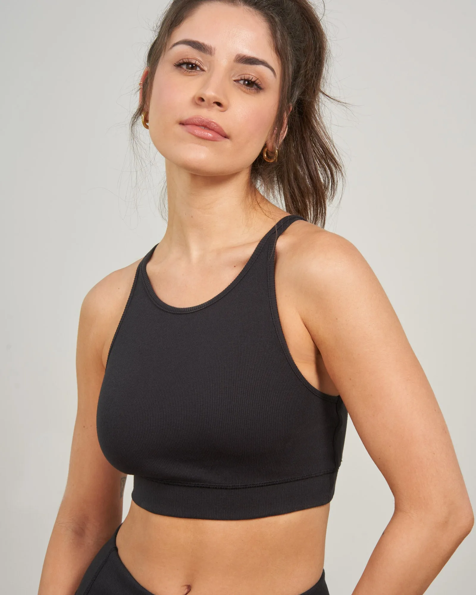 EcoKnit™ Ribbed High-Neck Sports Bra