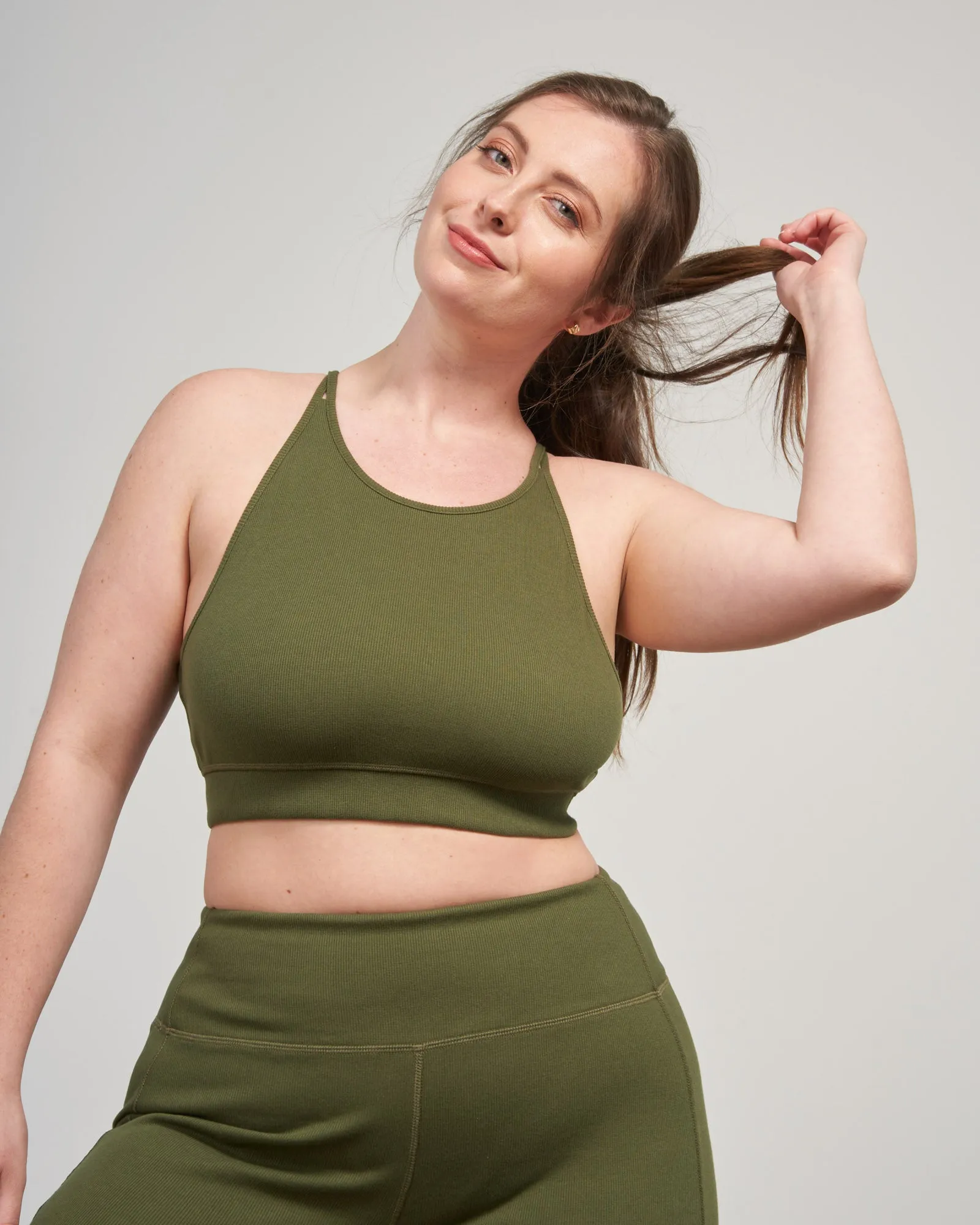 EcoKnit™ Ribbed High-Neck Sports Bra