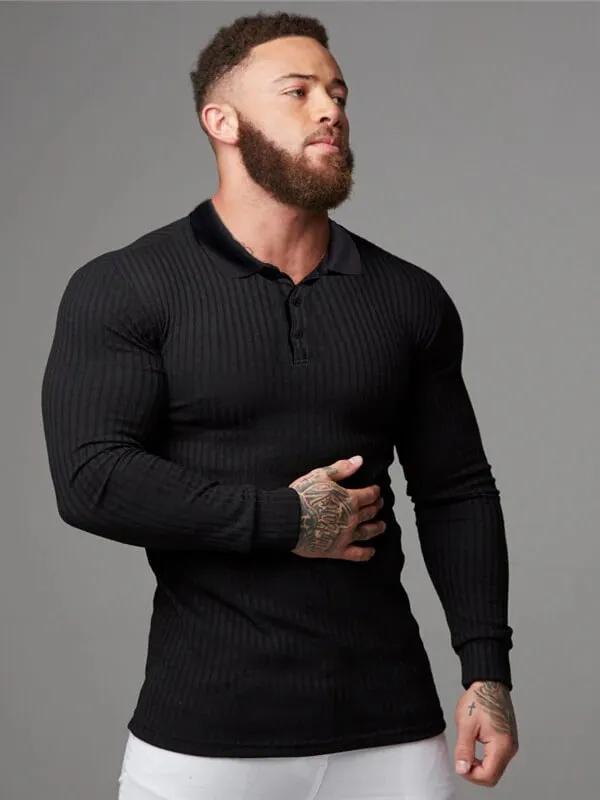 Fashion Men's Long Sleeves Slim Fit Strips Knitted Top - SF0729