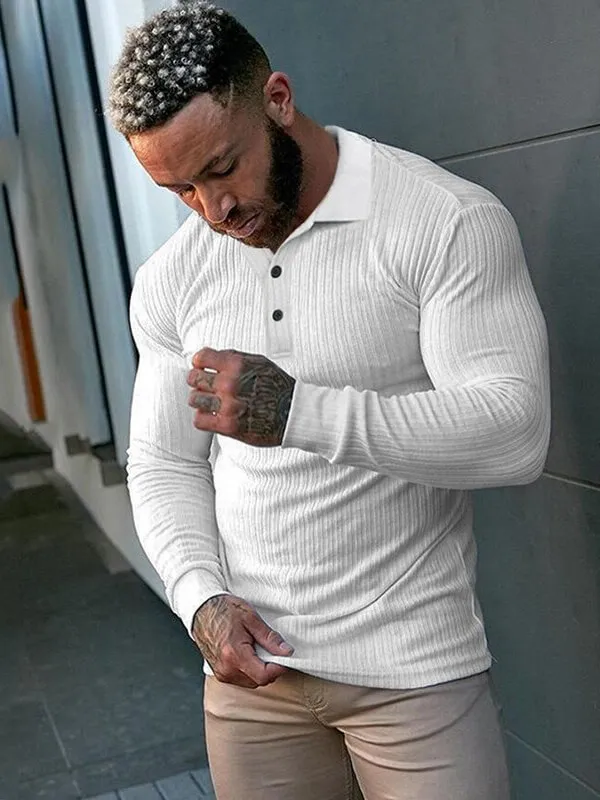 Fashion Men's Long Sleeves Slim Fit Strips Knitted Top - SF0729