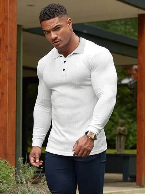 Fashion Men's Long Sleeves Slim Fit Strips Knitted Top - SF0729