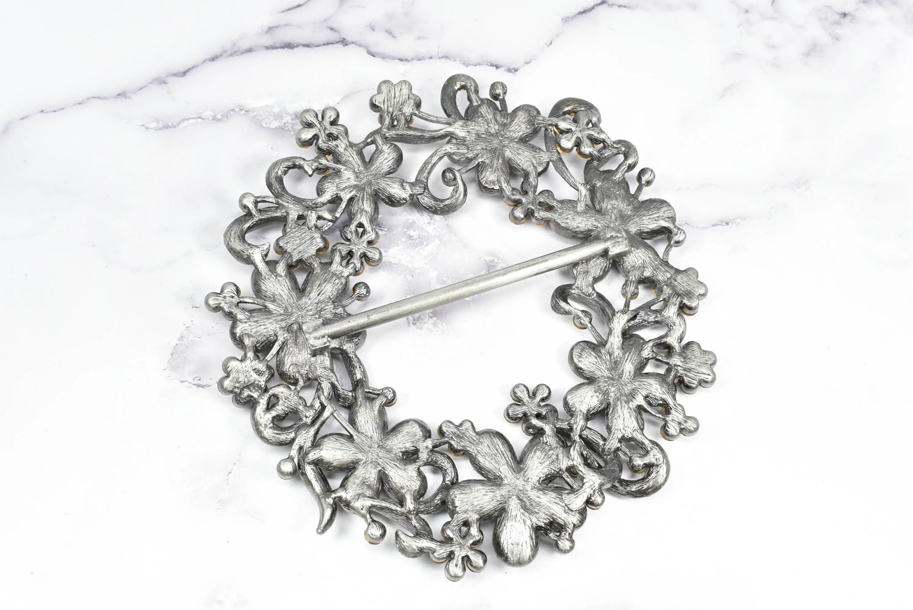 Floral Rhinestone Wreath Buckle