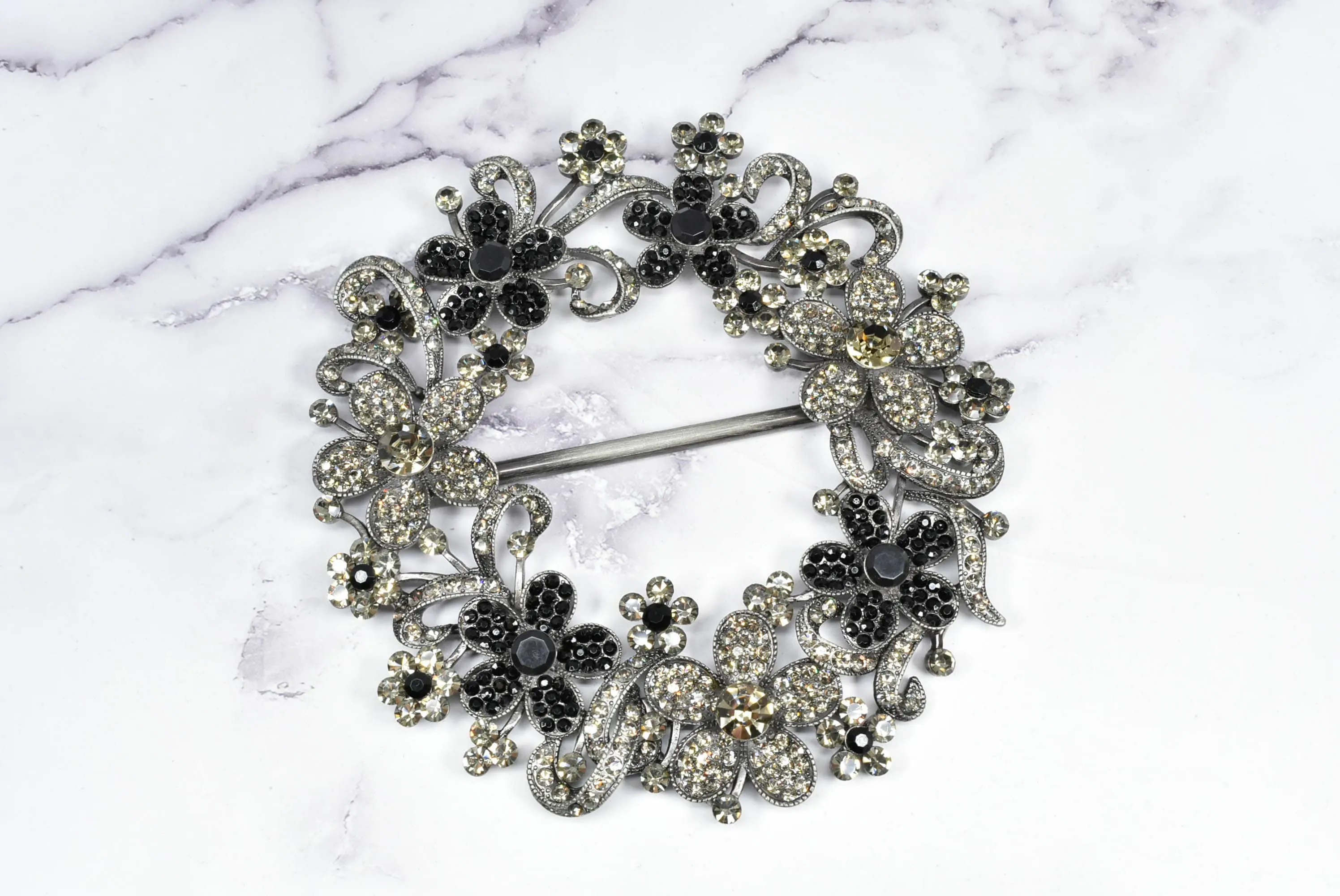 Floral Rhinestone Wreath Buckle