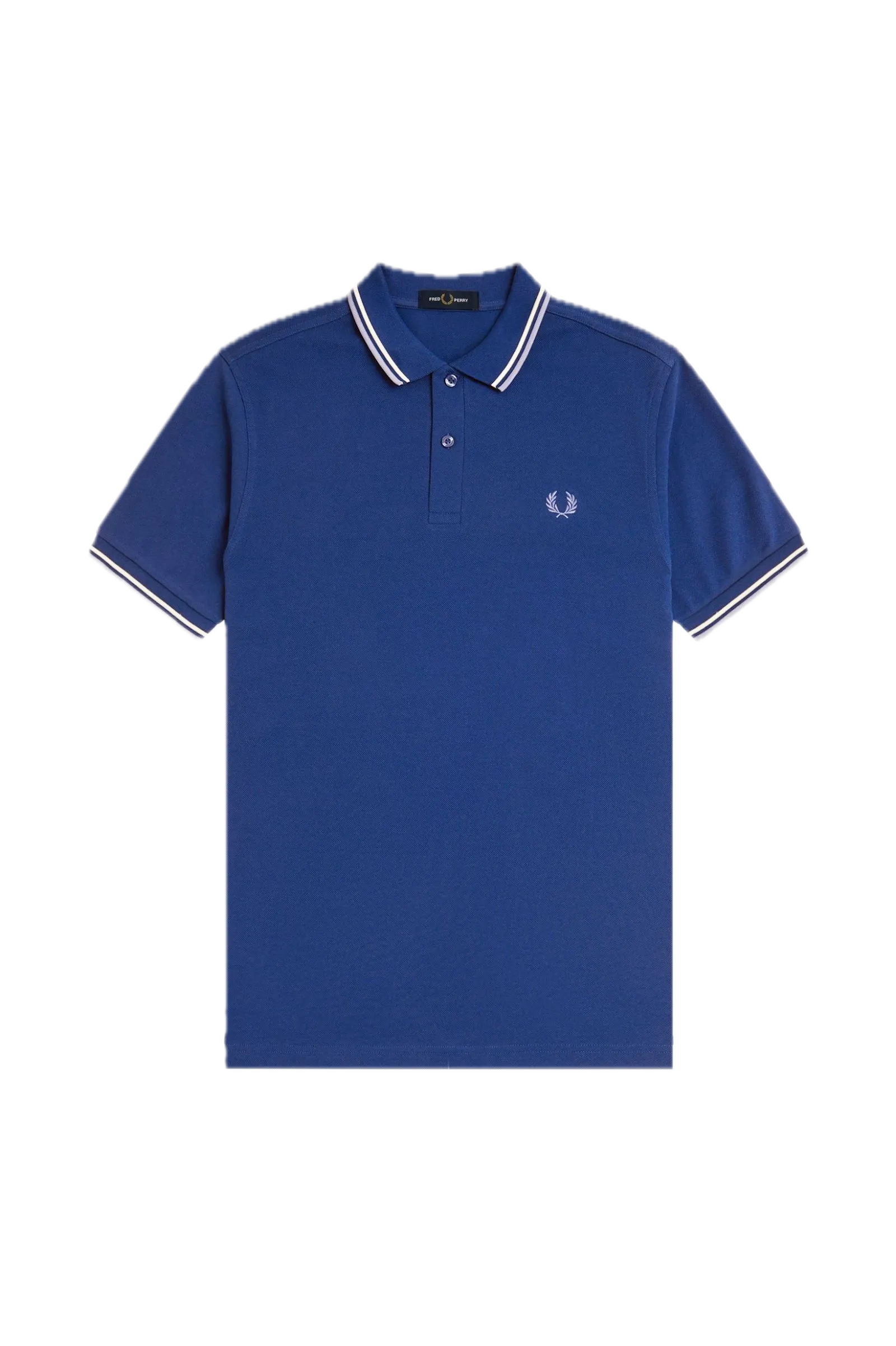 Fred Perry Cobalt Blue Polo with White & Sky Tipping