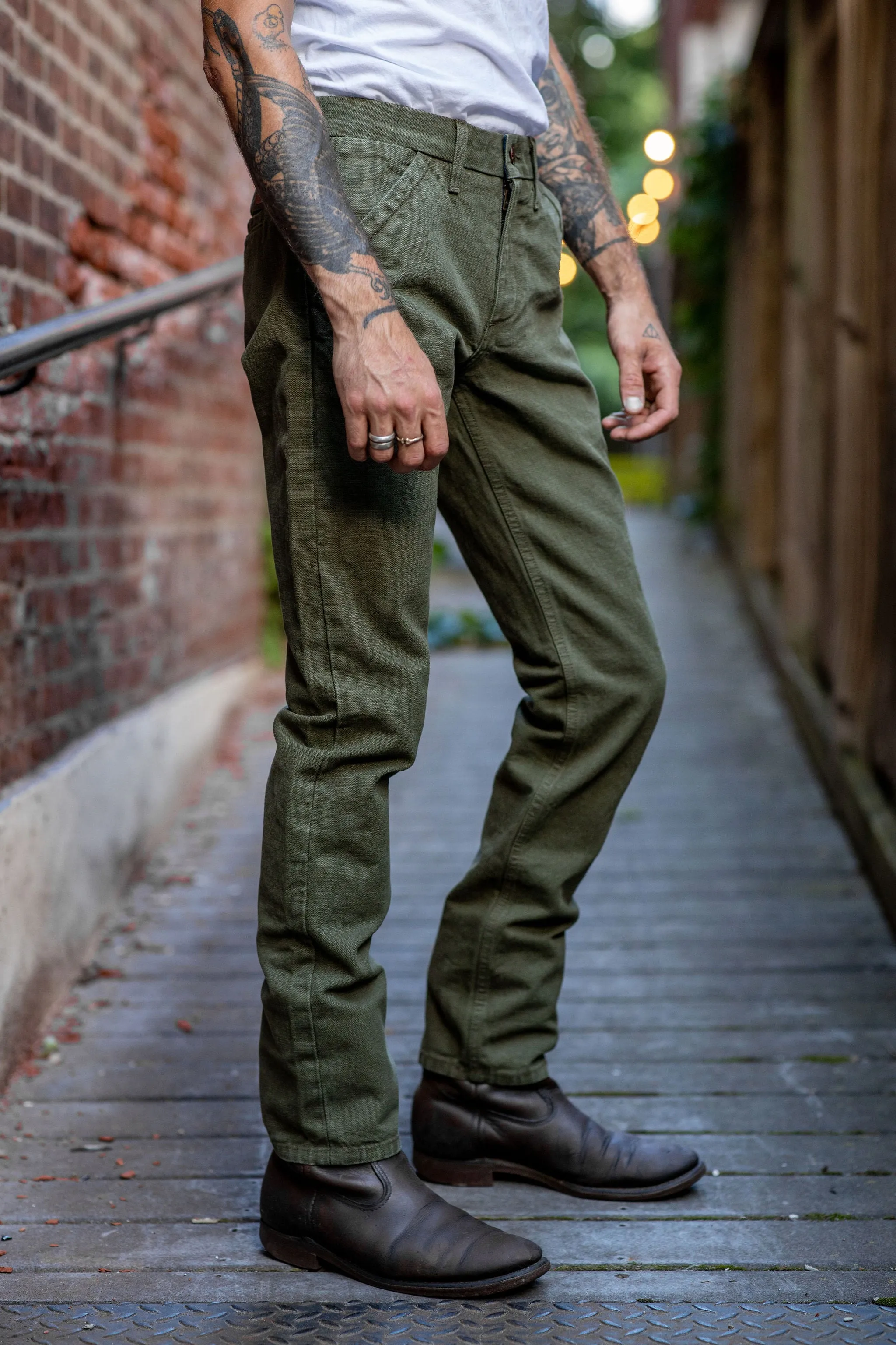 Freenote Cloth Workers Chino Slim Fit - 14oz Slub Army Green