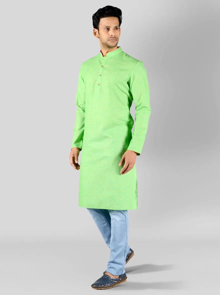 Grass Green & Yellow Kurta | Azania