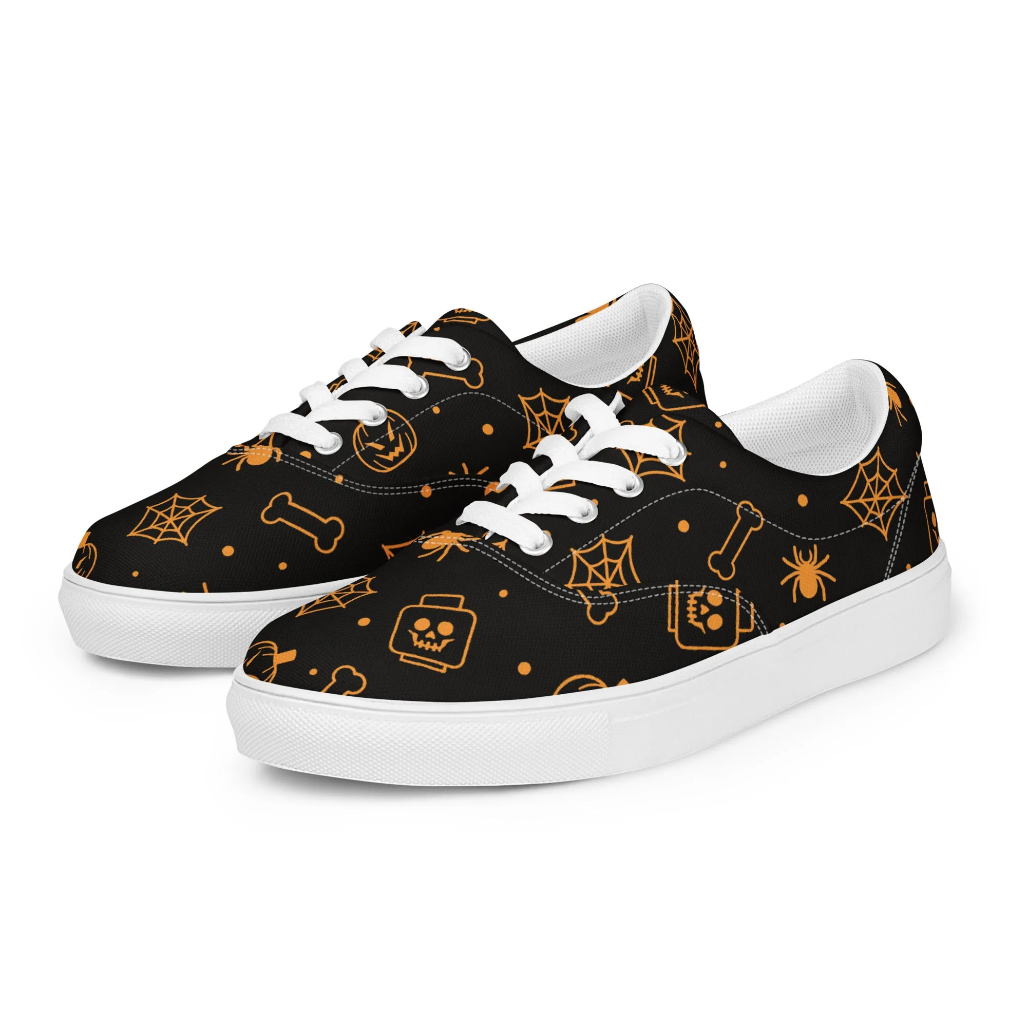 Halloween Ghost Spider Skeletons Women’s Lace-Up Canvas Shoes