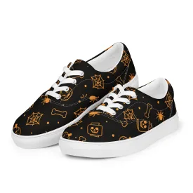 Halloween Ghost Spider Skeletons Women’s Lace-Up Canvas Shoes