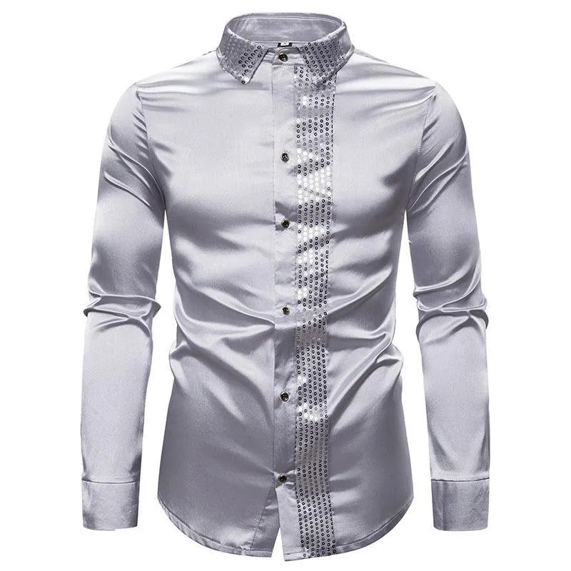 Host Ceremony Men's Lapel Long Sleeve Shirt