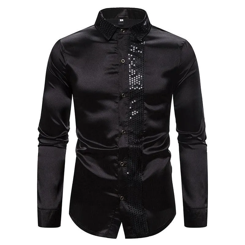 Host Ceremony Men's Lapel Long Sleeve Shirt