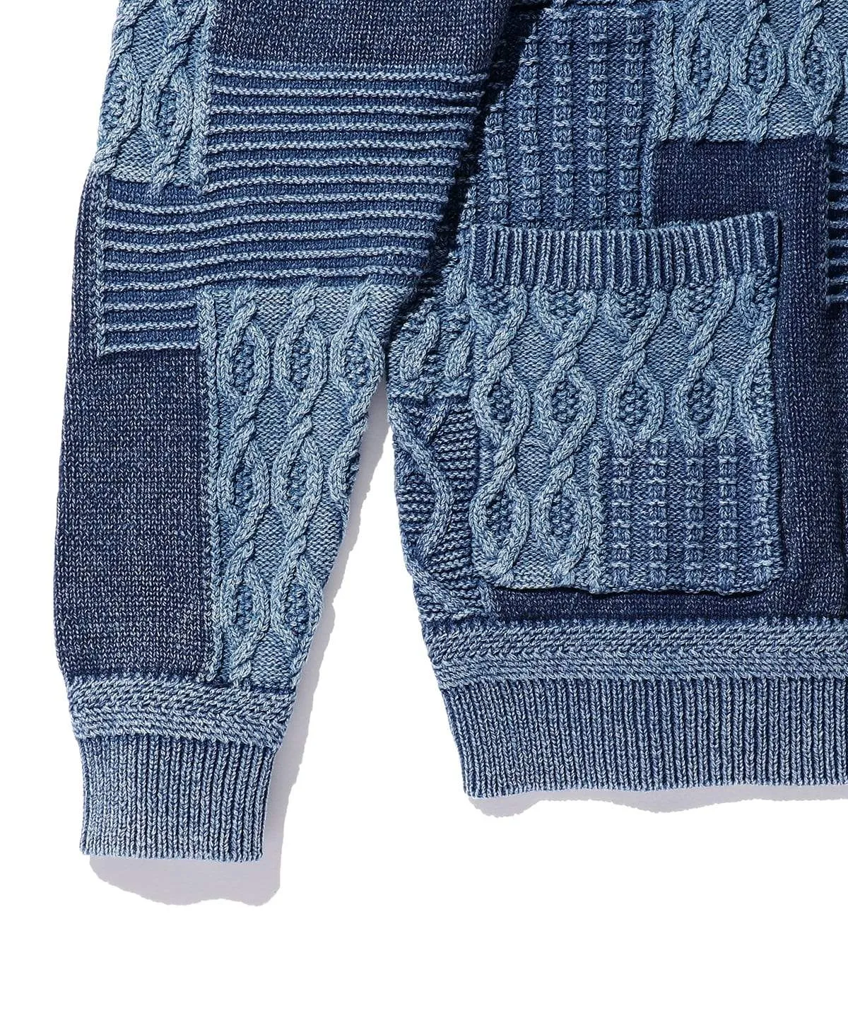 Vintage Indigo Patchwork Womens Cardigan Sweater