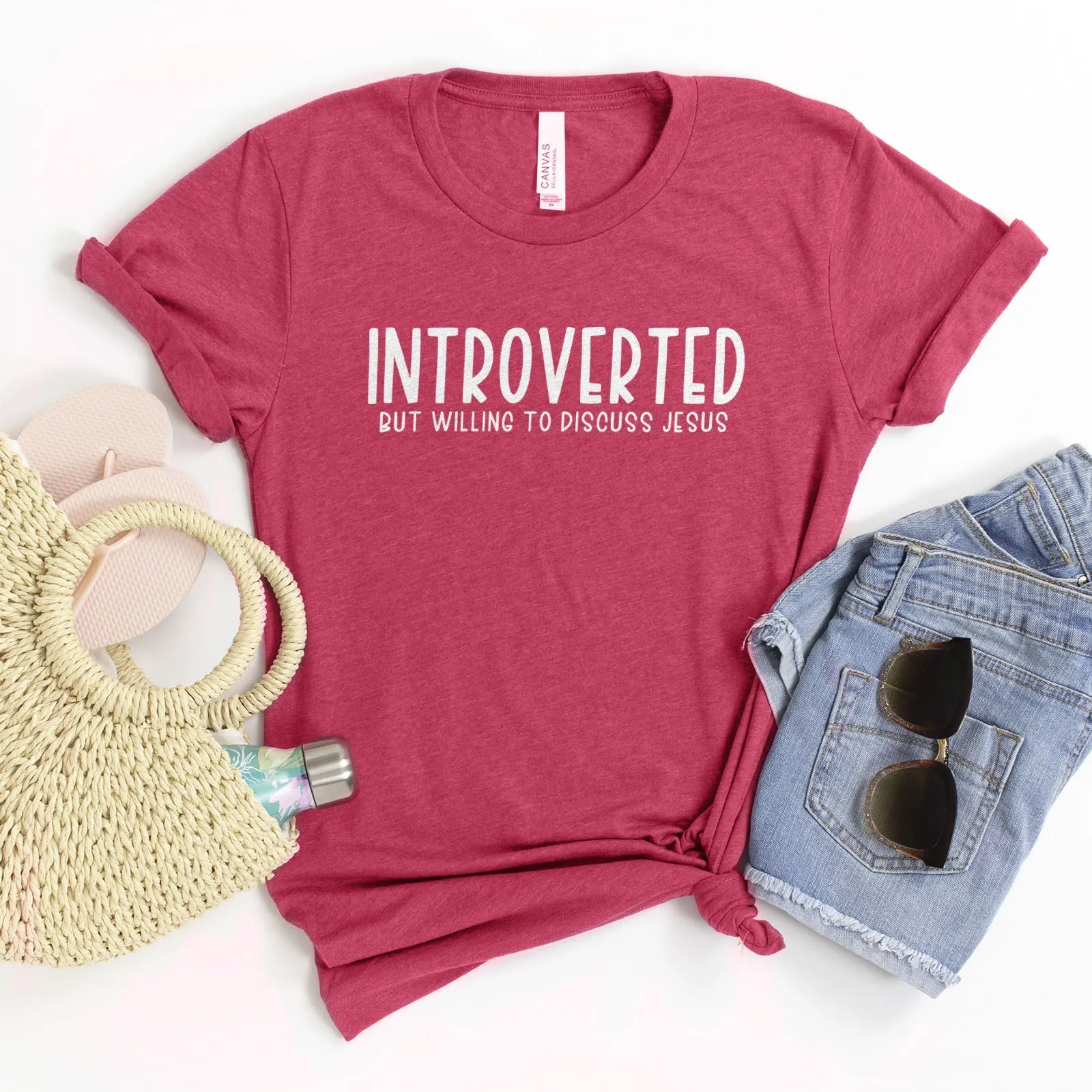 Introverted But Willing to Discuss Jesus Tee Shirts For Women - Christian Shirts for Women - Religious Tee Shirts