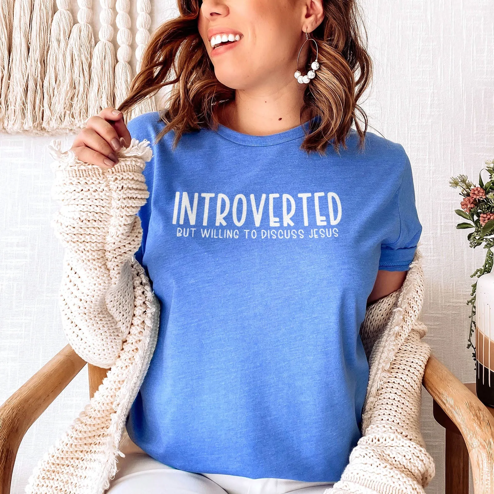 Introverted But Willing to Discuss Jesus Tee Shirts For Women - Christian Shirts for Women - Religious Tee Shirts