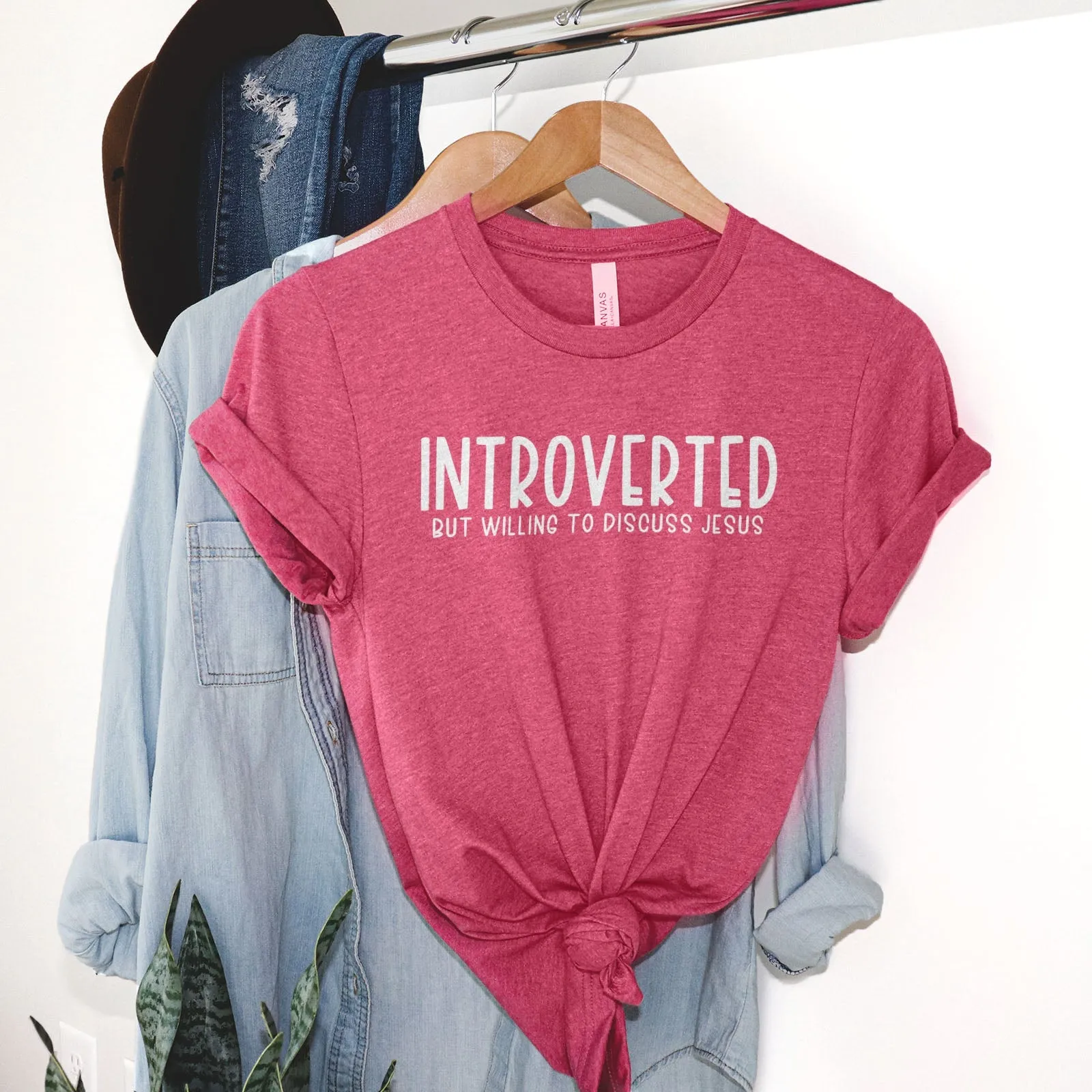 Introverted But Willing to Discuss Jesus Tee Shirts For Women - Christian Shirts for Women - Religious Tee Shirts