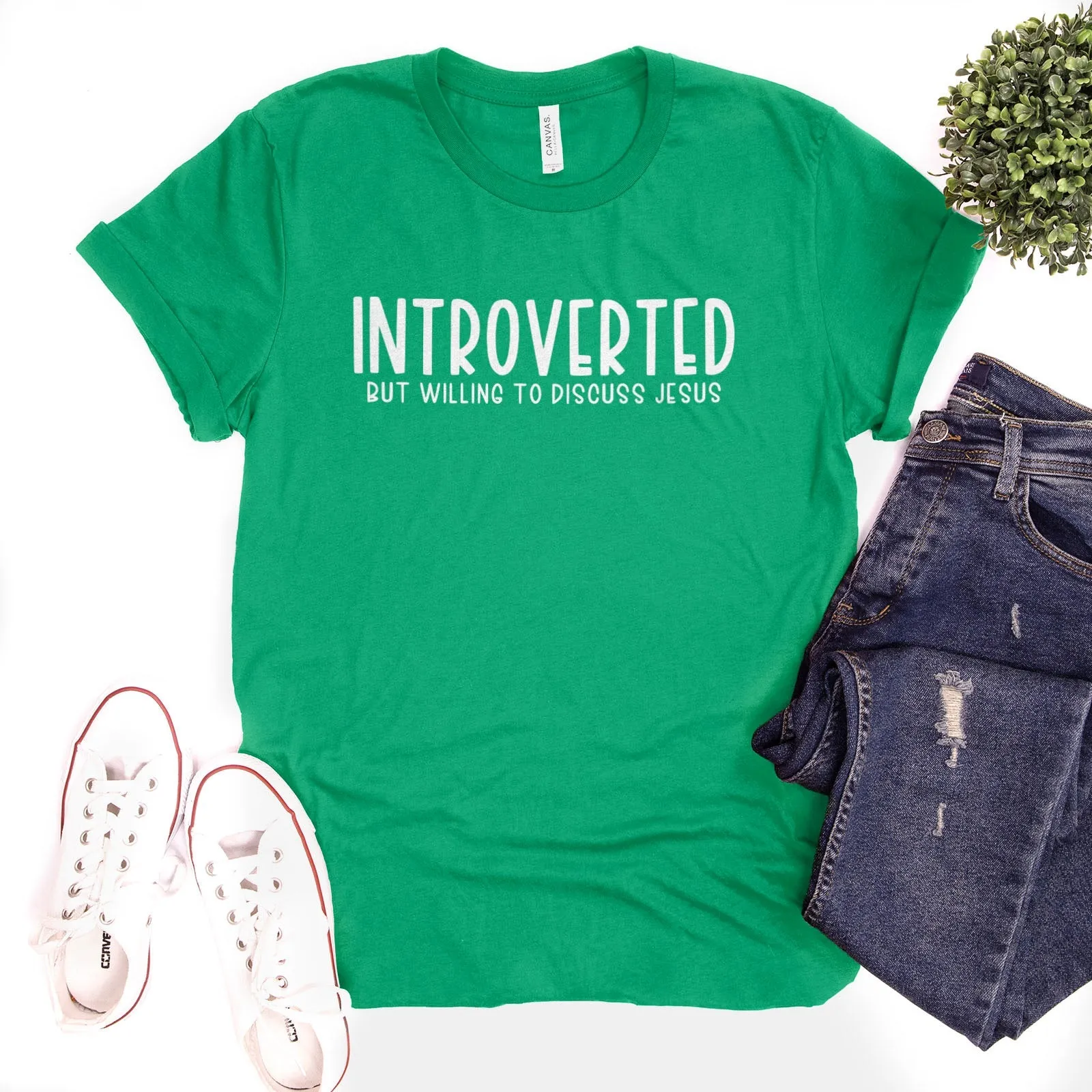 Introverted But Willing to Discuss Jesus Tee Shirts For Women - Christian Shirts for Women - Religious Tee Shirts