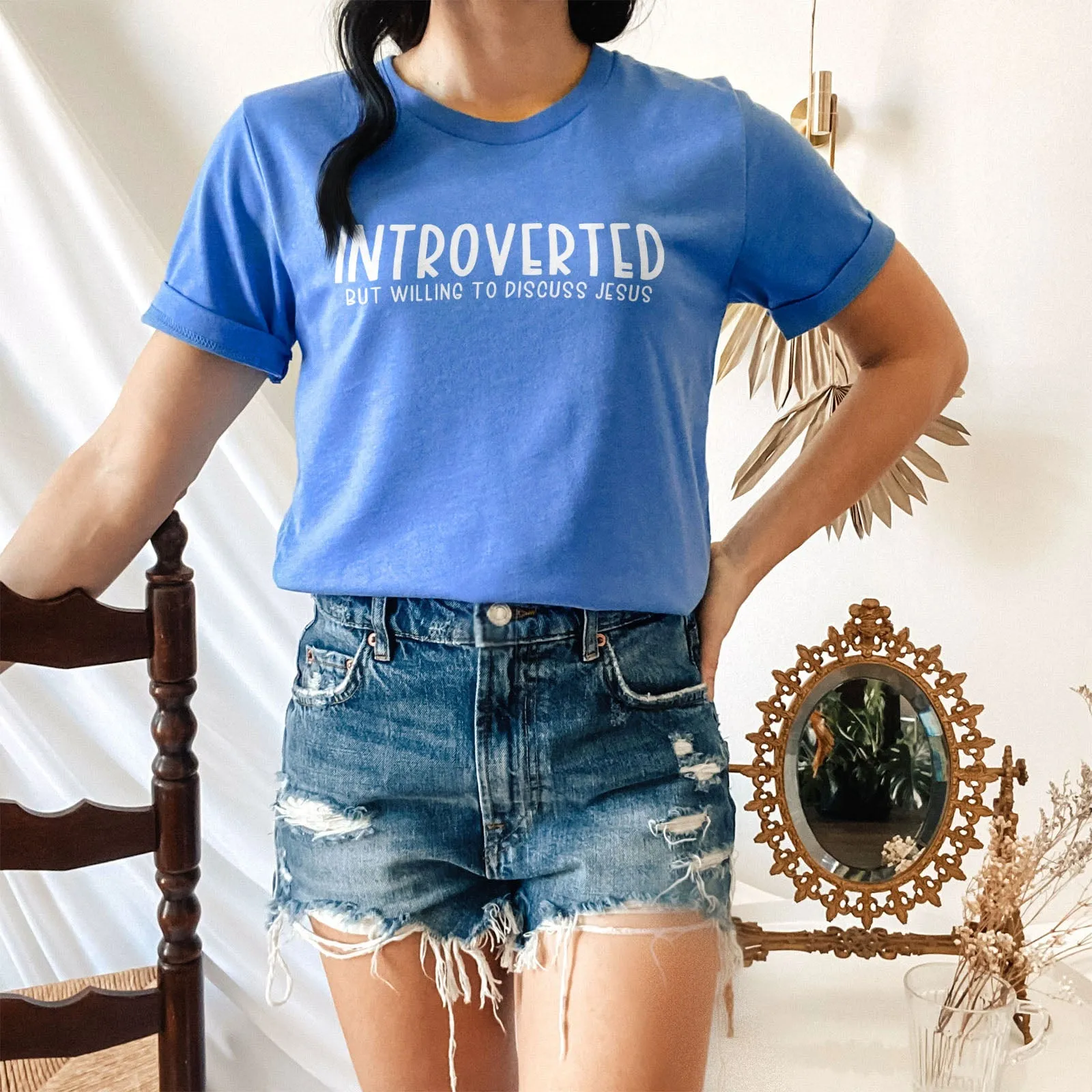 Introverted But Willing to Discuss Jesus Tee Shirts For Women - Christian Shirts for Women - Religious Tee Shirts