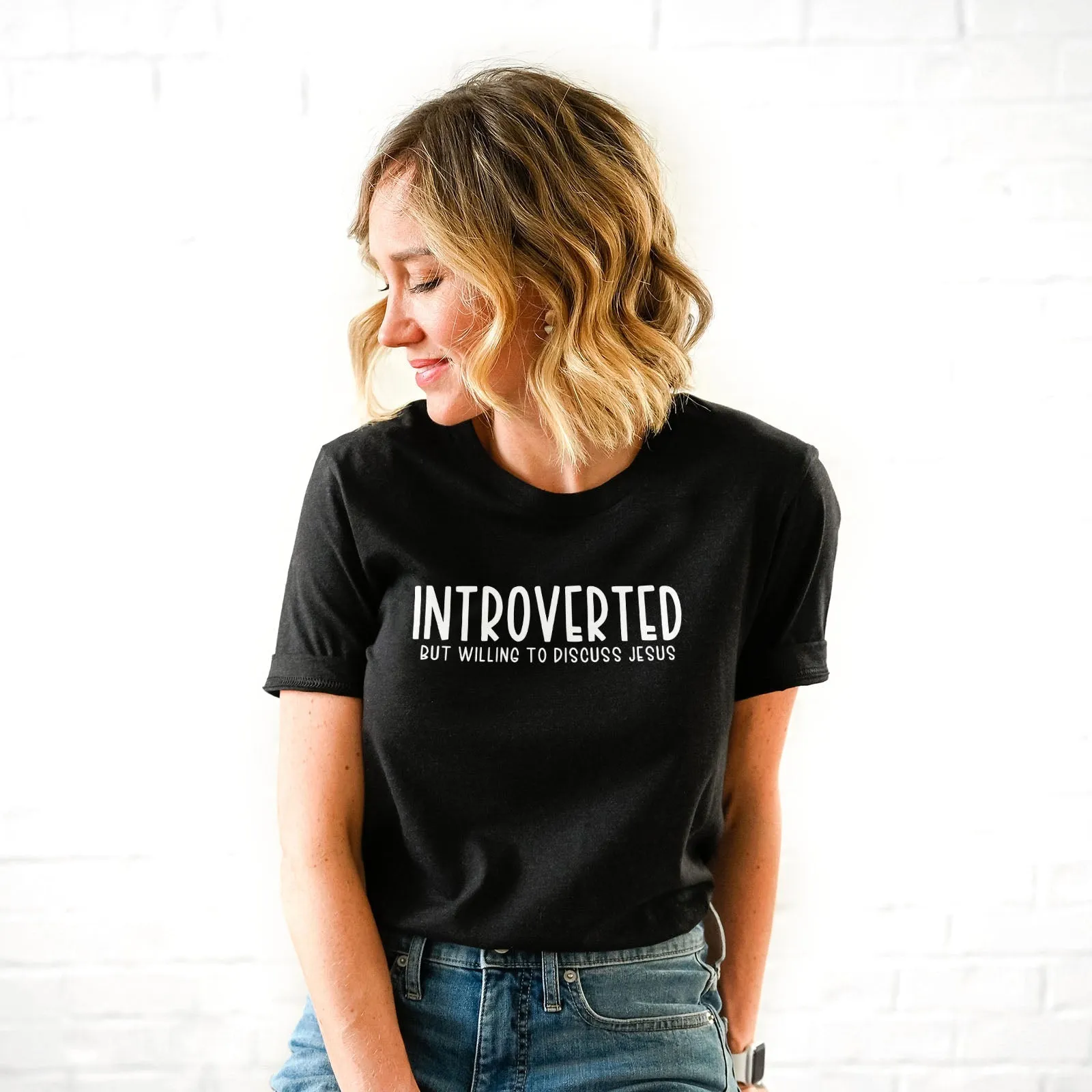 Introverted But Willing to Discuss Jesus Tee Shirts For Women - Christian Shirts for Women - Religious Tee Shirts