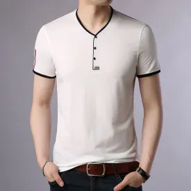 Korean Solid Color V Neck Trendy Tees