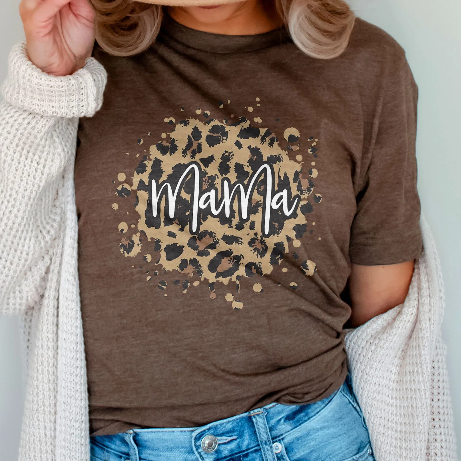 Leopard Splash Mama Tee Shirts For Women - Christian Shirts for Women - Religious Tee Shirts