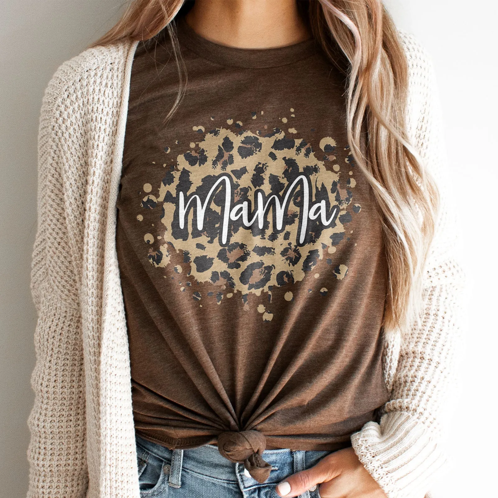 Leopard Splash Mama Tee Shirts For Women - Christian Shirts for Women - Religious Tee Shirts