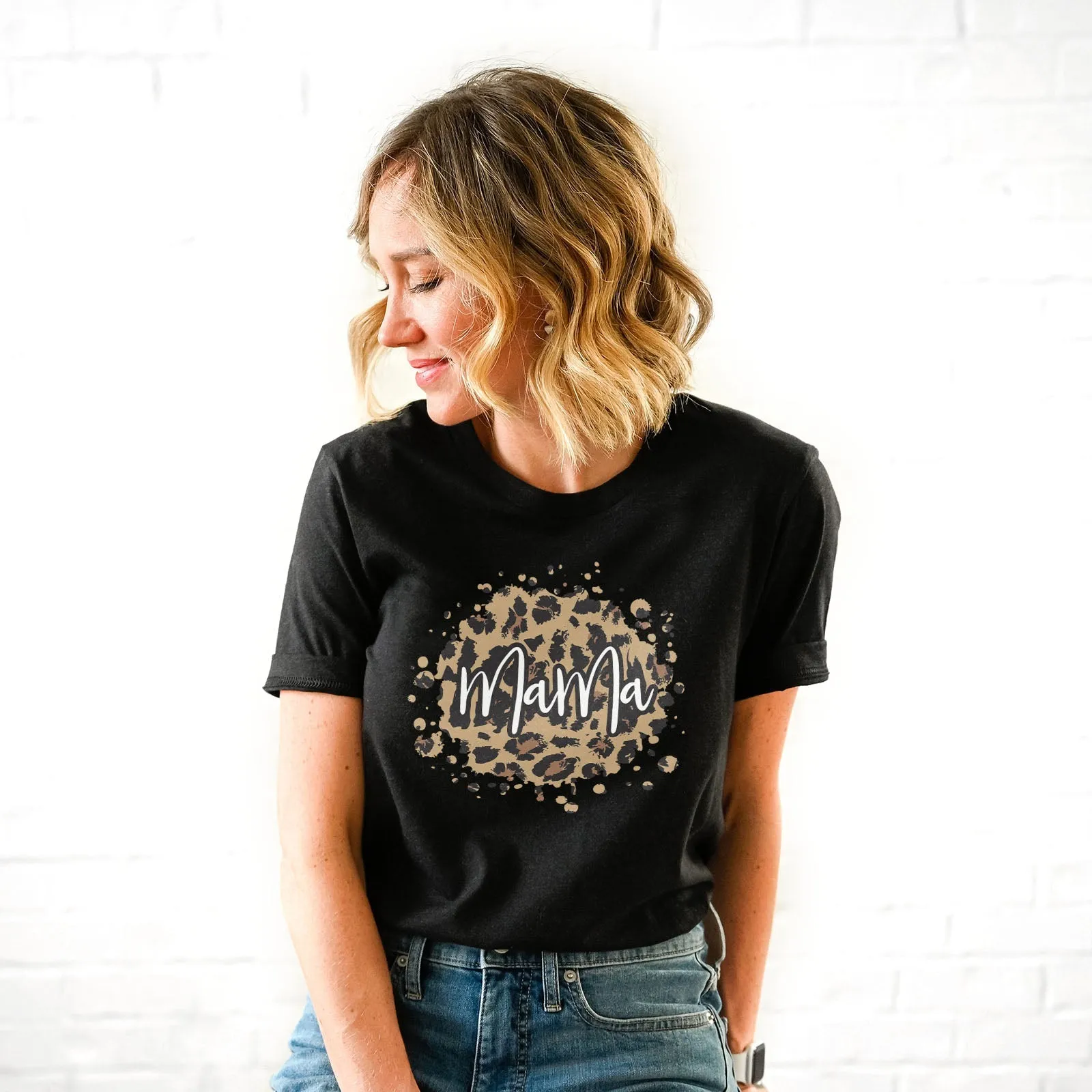 Leopard Splash Mama Tee Shirts For Women - Christian Shirts for Women - Religious Tee Shirts