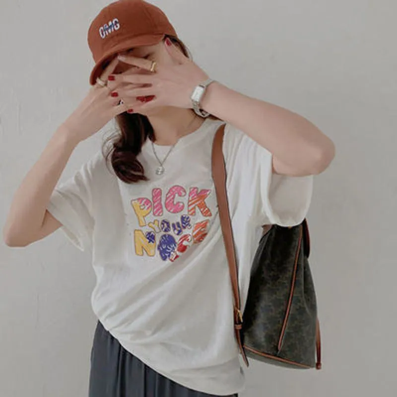 Letter Plus Simplicity Loose-Fit Midi Short Sleeve Tee