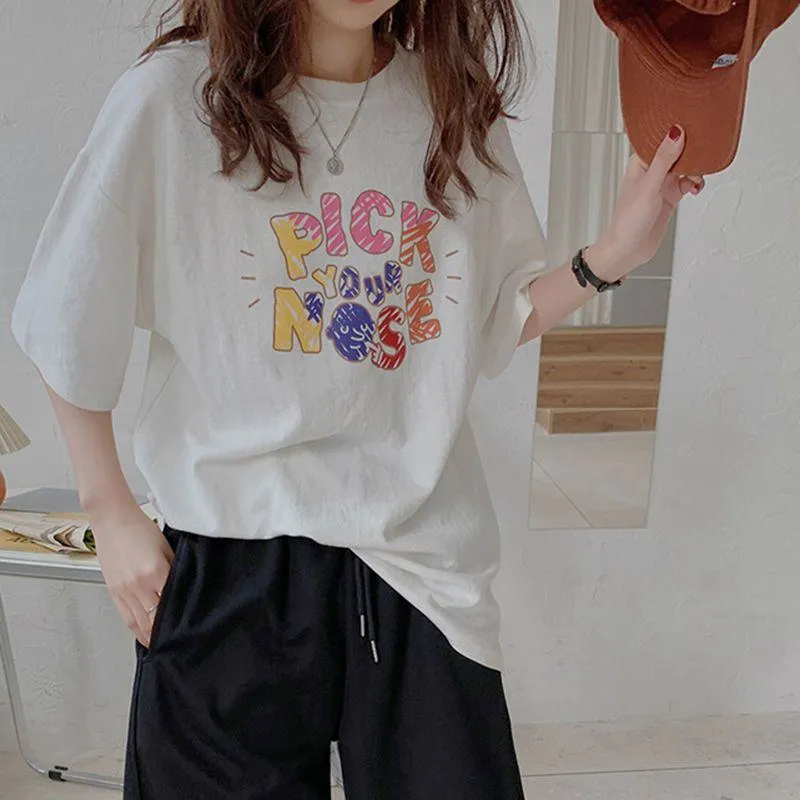 Letter Plus Simplicity Loose-Fit Midi Short Sleeve Tee