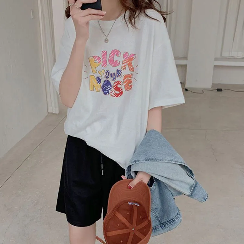 Letter Plus Simplicity Loose-Fit Midi Short Sleeve Tee