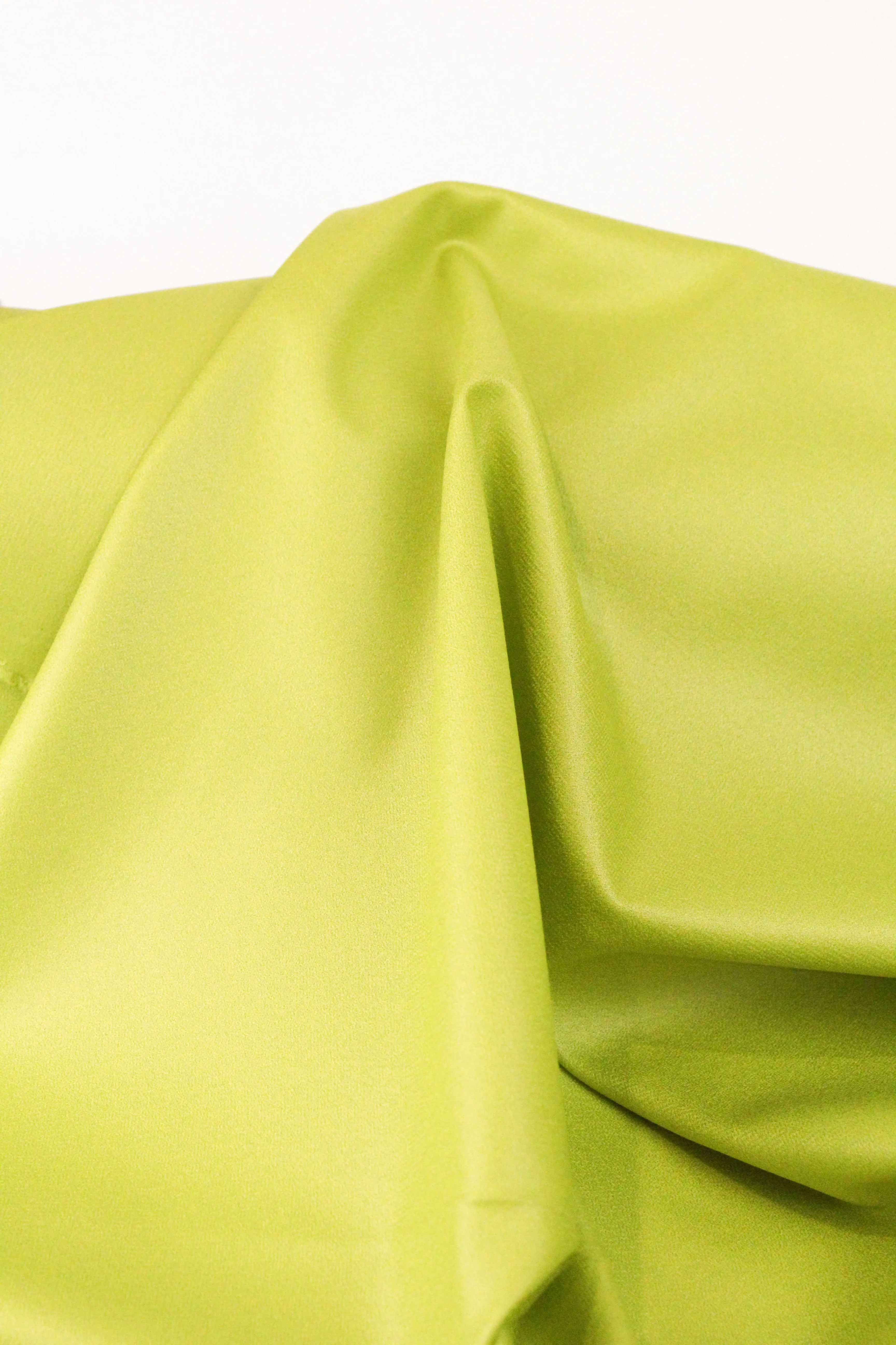 Lime Liquid Finish Crepe Suiting Fabric - Premium Quality for Stylish Couture