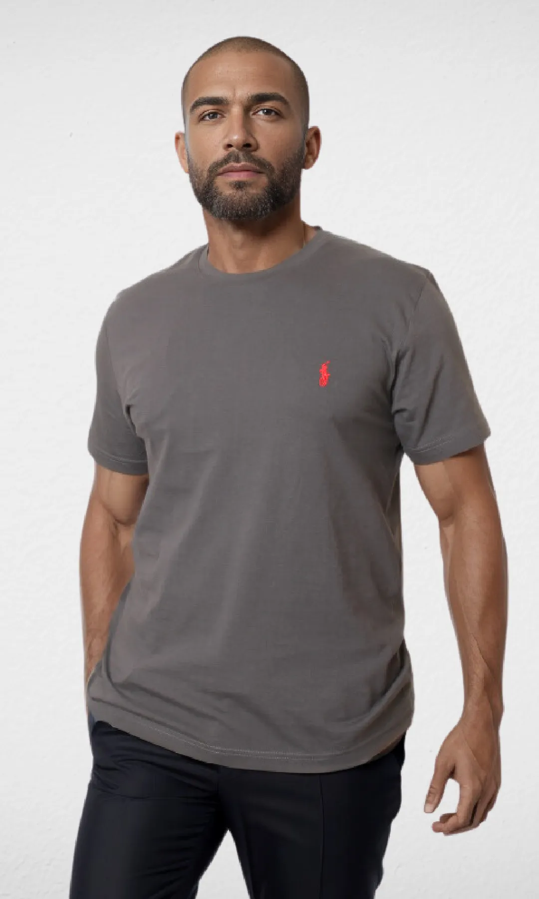 Men Basic Round T-shirt (Dark Grey)