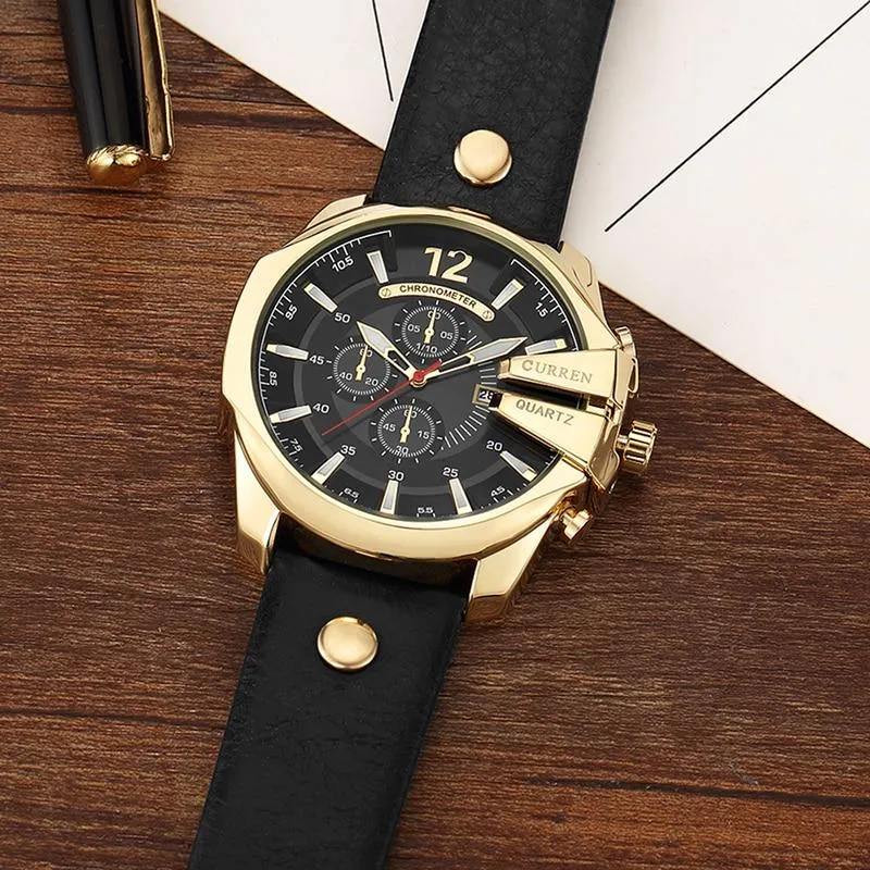 Men Casual Quartz Leather Strap Wrist Watches