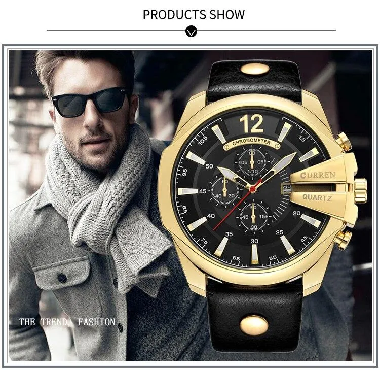 Men Casual Quartz Leather Strap Wrist Watches