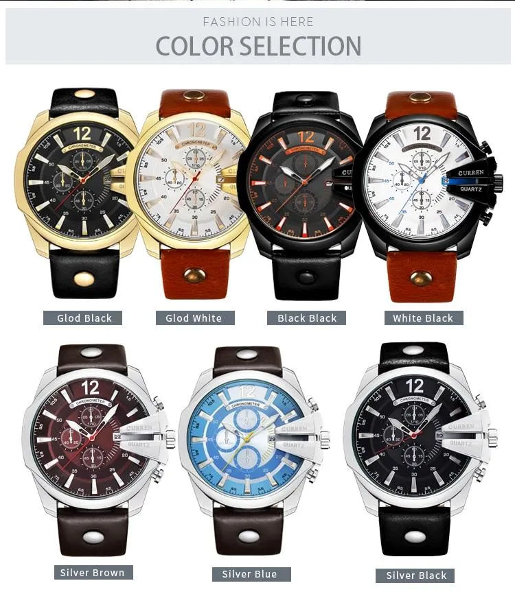 Men Casual Quartz Leather Strap Wrist Watches