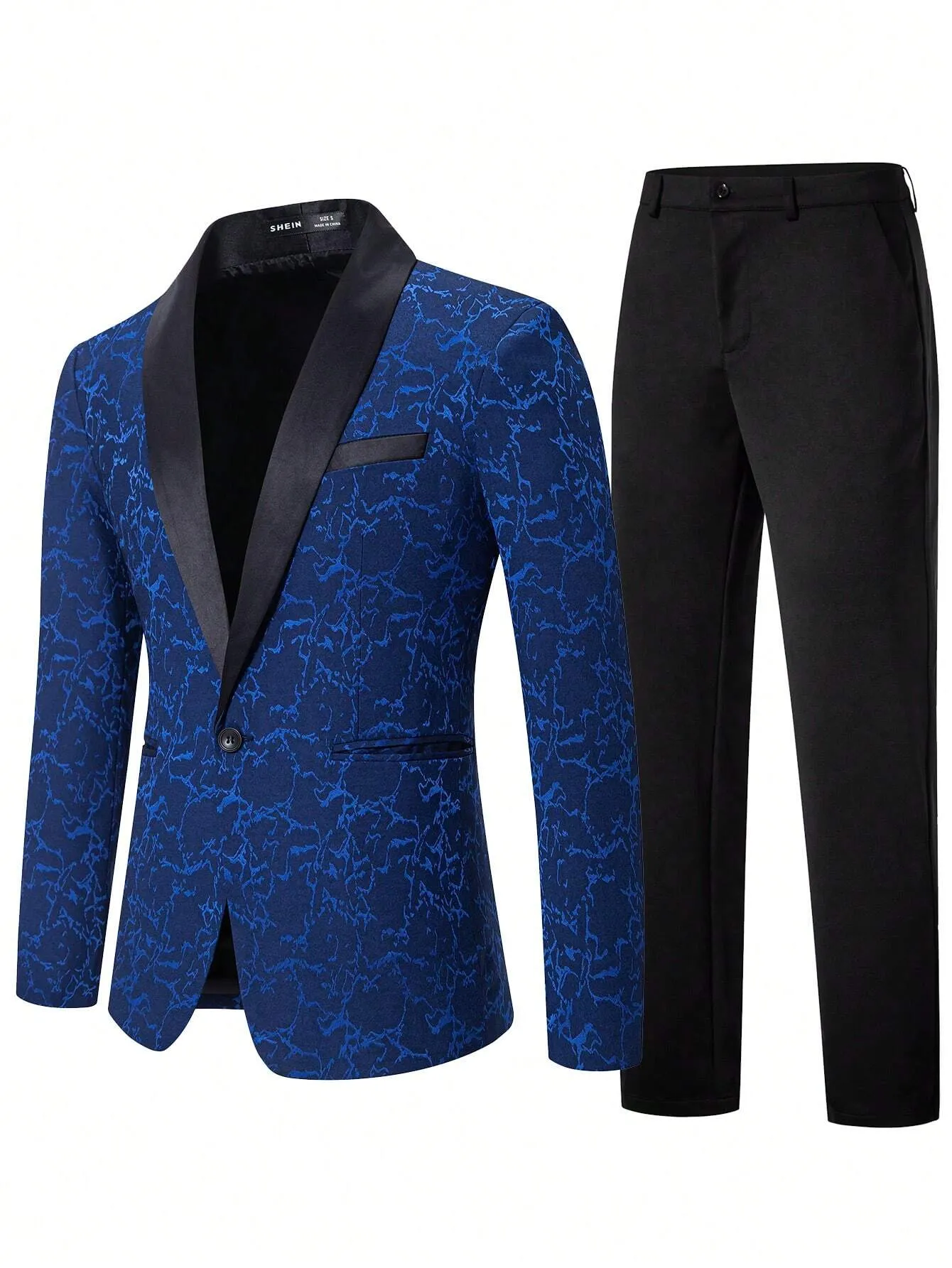 Men Jacquard Shawl Collar Blazer & Suit Pants